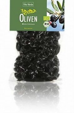 Schwarze Oliven - mediterran - von Vita Verde, 200g, Bio-und Rohkostqualitt