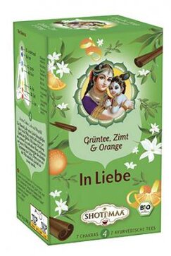 Tee - In Liebe , Grntee/Zimt/Orange,  Bioqualitt, 16 Beutel