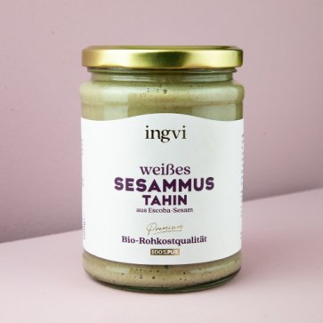Sesammus (Tahin) weiß, 250g im Glas, Bio-und Rohkostqualität von ingvi