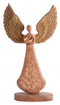 Liriell gold - bezaubernder Engel aus Mangoholz, 35cm